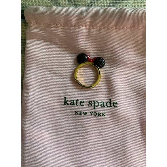 Kate Spade New York Gold Tone Minnie Mouse Ring Size 7.5" - Picture 2 of 3